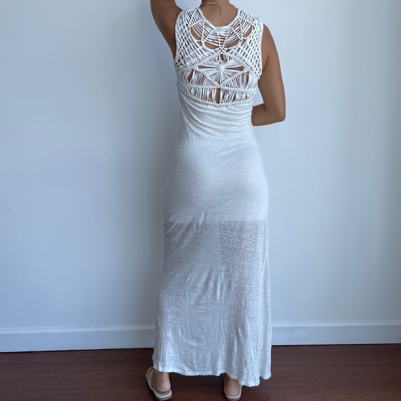 Maje Fire macramé-trimmed linen maxi dress - Picture 8 of 8